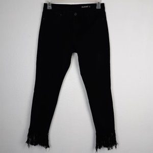 BLANKNYC Frayed Jeans Women's Size 29 Black Denim Flat Front Mid Rise 16S-1644MX